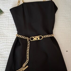 Elegant Michael Kors Black Dress with Gold Chain Belt